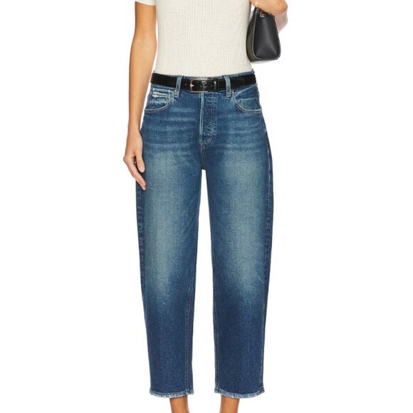 PAIGE Denim - NWT PAIGE Alexis High Rise Barrel Leg Cats Meow Distressed Medium Wash Jeans